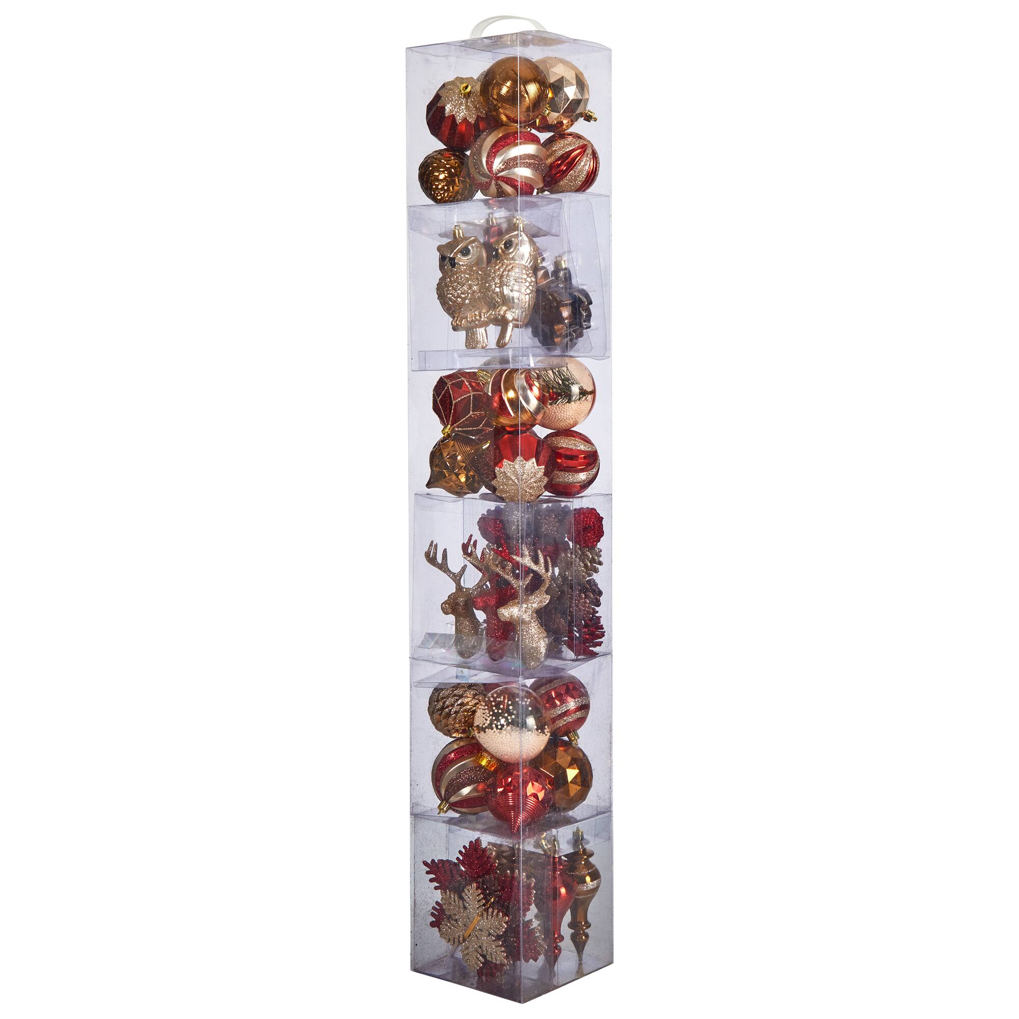 52ct. Holiday Deluxe Shatterproof Christmas Tree Ornament Box Set